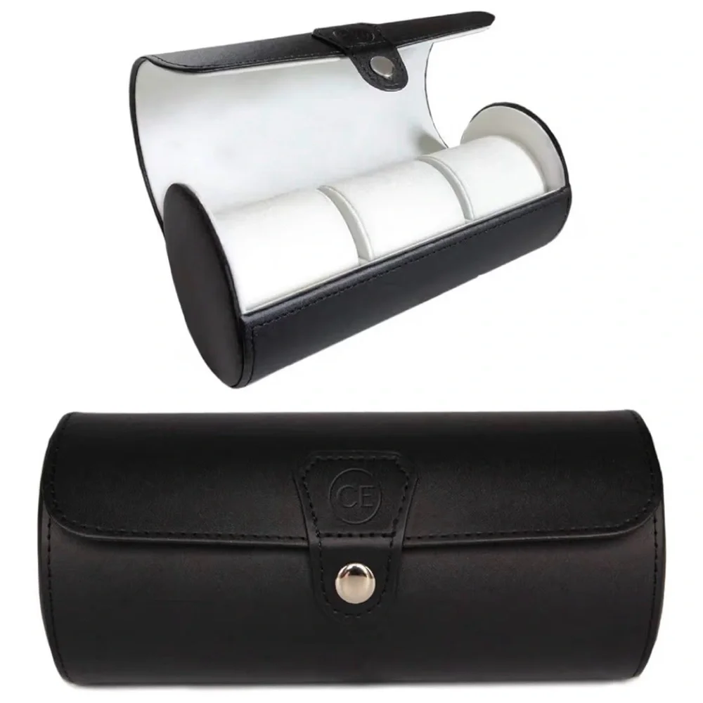 Luxury Automatic Watch Winder Black Leather Display Case Glass Top - Picture 6 of 10